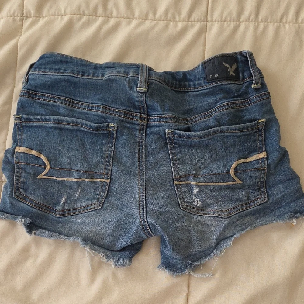American Eagle Outfitters Ripped Blue Denim Shortie - Picture 4 of 4